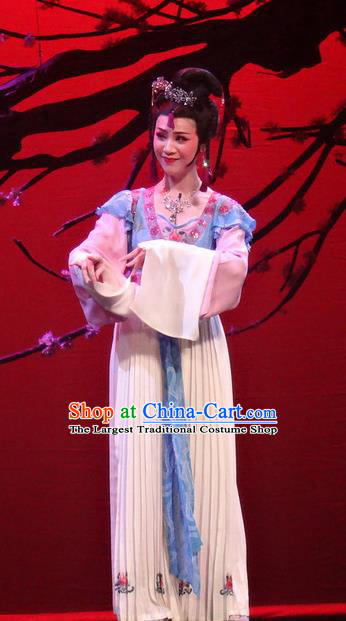 Chinese Shaoxing Opera Young Lady Dress Shuang Fei Yi Apparels Yue Opera Xiao Dan Garment Maidservant Costumes and Hair Accessories
