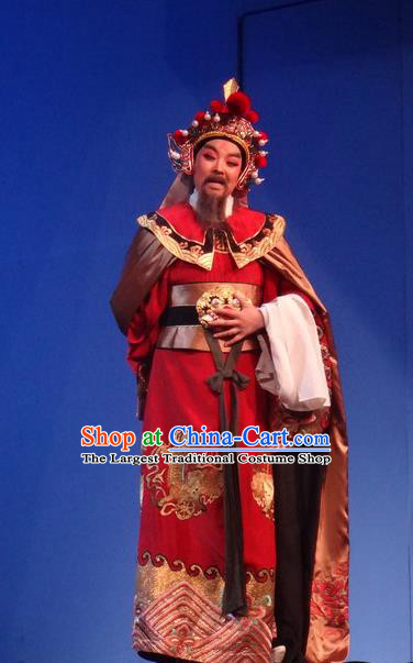 Chinese Shaoxing Opera Martial Men Costumes Yue Opera Shuang Fei Yi Garment Elderly Male King Apparels and Headwear
