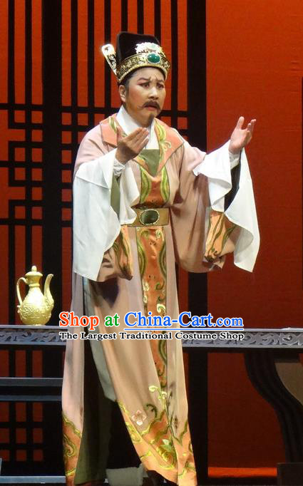 Chinese Shaoxing Opera Lao Sheng Costumes Yue Opera Shuang Fei Yi Garment Elderly Male Apparels and Hat