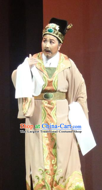 Chinese Shaoxing Opera Lao Sheng Costumes Yue Opera Shuang Fei Yi Garment Elderly Male Apparels and Hat