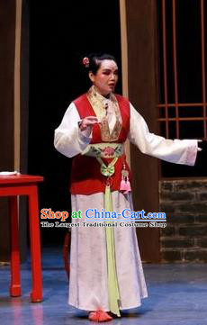 Chinese Shaoxing Opera Young Female Dress Apparels Yue Opera The Peacocks Fly To The Southeast Costumes Servant Girl Garment and Headpieces