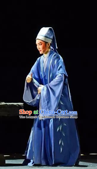 Chinese Yue Opera Xiao Xiao Chun Yu Scholar Zhang Zhichen Costumes and Headwear Shaoxing Opera Xiaosheng Young Male Garment Apparels