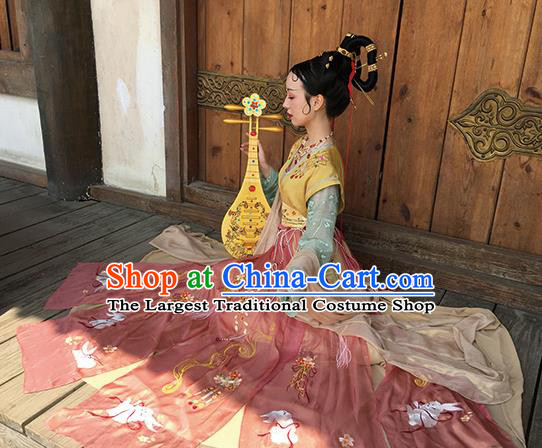 Chinese Traditional Tang Dynasty Woman Garment Embroidered Hanfu Dress Ancient Flying Apsaras Historical Costumes