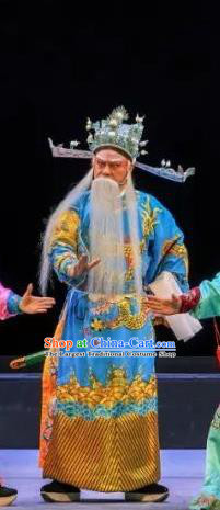 Chinese Classical Kun Opera Chancellor Apparels Princess Baihua Peking Opera Elderly Male Costumes Official Garment and Helmet