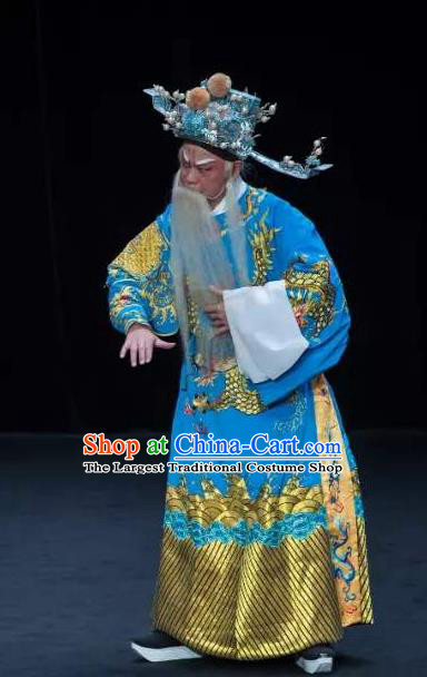 Chinese Classical Kun Opera Chancellor Apparels Princess Baihua Peking Opera Elderly Male Costumes Official Garment and Helmet