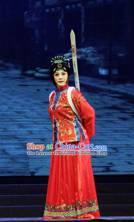 Injustice of Dou E Chinese Kun Opera Female Prisoner Costumes Peking Opera Garment Distress Maiden Red Dress Apparels and Headpieces