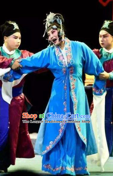 Chinese Kun Opera Injustice of Dou E Female Prisoner Costumes Peking Opera Garment Distress Maiden Blue Dress Apparels and Hair Accessories