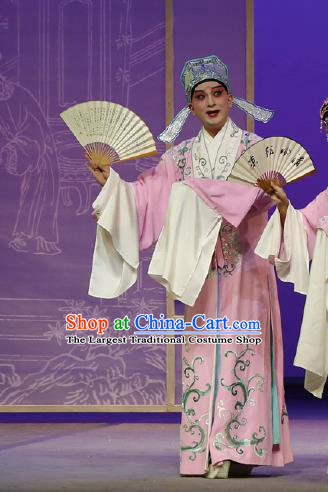 Chinese Classical Kun Opera Scholar The Purple Hairpin Apparels Peking Opera Niche Costumes Young Male Li Yi Garment and Hat