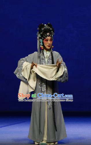 The Purple Hairpin Chinese Kun Opera Tsing Yi Actress Costumes Peking Opera Hua Tan Garment Apparels Huo Xiaoyu Dress and Hair Accessories