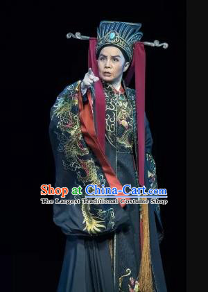 Chinese Yue Opera Eunuch Liu Jin Costumes and Headwear Shaoxing Opera Official Embroidered Robe Garment Apparels