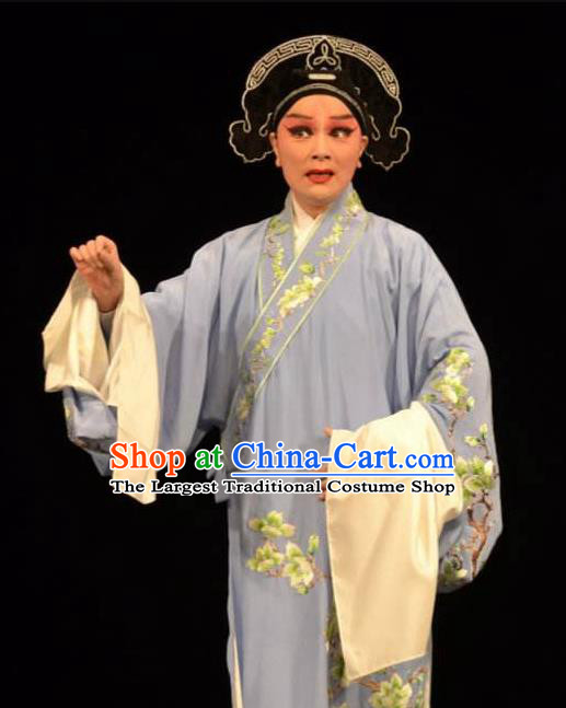 Chinese West Wing to Remember Classical Kun Opera Young Male Garment and Hat Peking Opera Xiao Sheng Yu Shuye Apparels Costumes