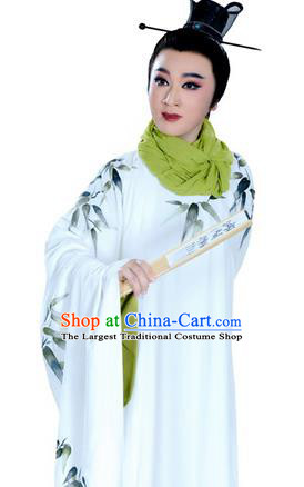 Lu Yu Wen Cha Chinese Yue Opera Niche Young Male Costumes Apparels and Headwear Shaoxing Opera Xiaosheng Scholar Garment