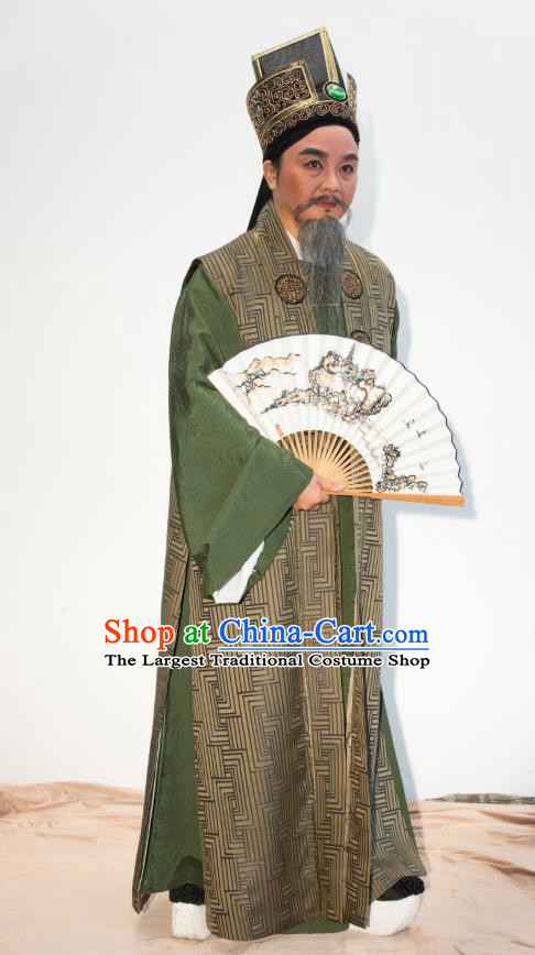 Chinese Yue Opera Old Man Physician Apparels Costumes and Headwear Ren Heart Medicine Shaoxing Opera Elderly Male Garment