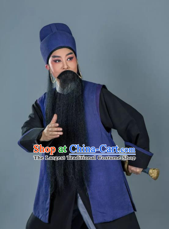 Chinese Yue Opera Swordsman Apparels and Hat Shaoxing Opera Wusheng Martial Man Garment Baozheng Tears Zhao Hu Costumes