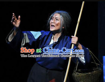 Chinese Shaoxing Opera Poor Woman Costumes and Headpieces Mistress Xiang Lin Yue Opera Servant Female Beggar Garment Apparels