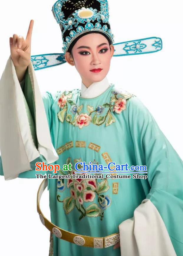 Hua Zhong Jun Zi Chinese Yue Opera Young Male Chen Kui Apparels and Headwear Shaoxing Opera Scholar Garment Official Costumes