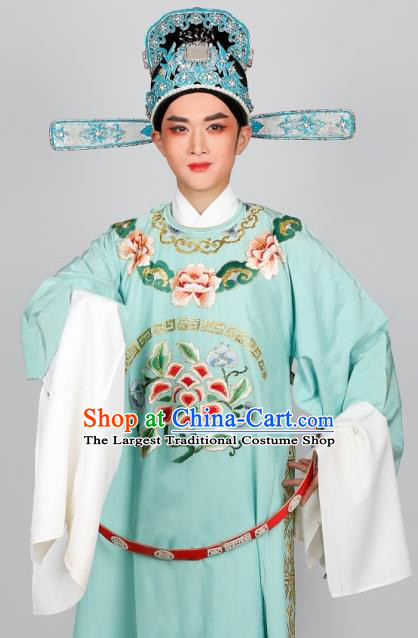 Hua Zhong Jun Zi Chinese Yue Opera Young Male Chen Kui Apparels and Headwear Shaoxing Opera Scholar Garment Official Costumes