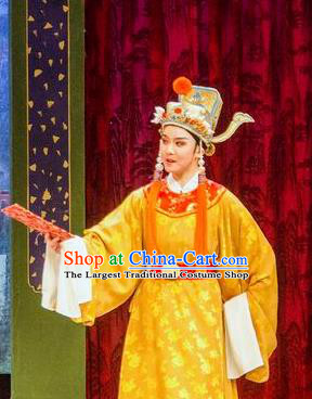 Hua Zhong Jun Zi Chinese Yue Opera Young Male Apparels and Headwear Shaoxing Opera Eunuch Garment Costumes