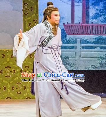 Hua Zhong Jun Zi Chinese Yue Opera Elderly Male Apparels and Headwear Shaoxing Opera Laosheng Garment Costumes