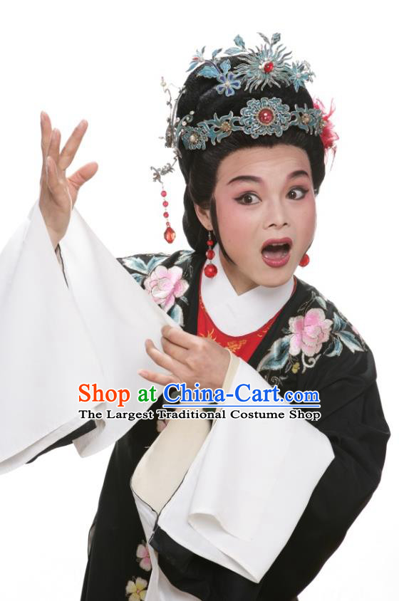 Chinese Shaoxing Opera Actress Apparels Costumes and Headdress Yue Opera Hua Zhong Jun Zi Young Female Dress Garment