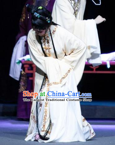 Chinese Shaoxing Opera Distress Maiden Dress Costumes and Headpieces Tuan Yuan Zhi Hou Yue Opera Tsing Yi Garment Apparels