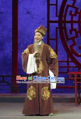 Tuan Yuan Zhi Hou Chinese Yue Opera Landlord Apparels and Hat Shaoxing Opera Garment Elderly Male Costumes