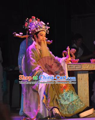Tian Dao Zheng Yi Chinese Yue Opera Laosheng Old Man Costumes and Hat Shaoxing Opera Official Han Qi Garment Apparels