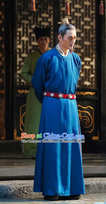 Chinese Song Dynasty Renzong Emperor Costumes Ancient Drama Serenade of Peaceful Joy Wang Kai Historical Garment and Hair Accessories