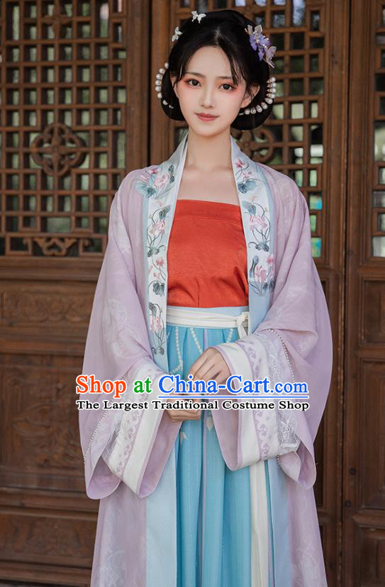 Chinese Ancient Song Dynasty Embroidered Hanfu Dress Noble Lady Historical Costumes Traditional Garment