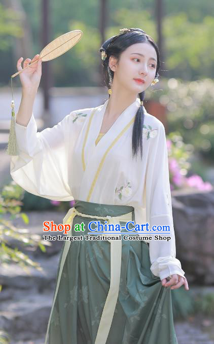 Chinese Traditional Song Dynasty Young Lady Embroidered Hanfu Dress Ancient Garment Historical Costumes