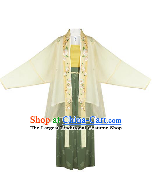 Chinese Traditional Song Dynasty Young Lady Embroidered Hanfu Dress Ancient Garment Historical Costumes