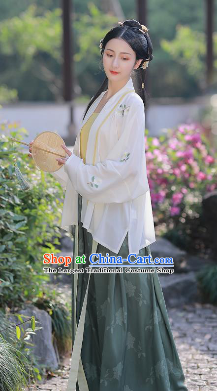 Chinese Traditional Song Dynasty Young Lady Embroidered Hanfu Dress Ancient Garment Historical Costumes