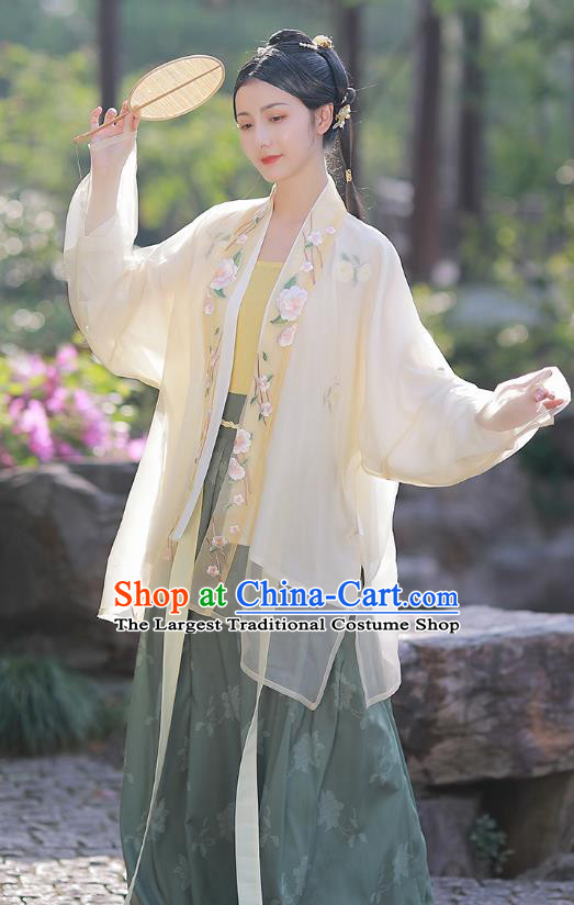 Chinese Traditional Song Dynasty Young Lady Embroidered Hanfu Dress Ancient Garment Historical Costumes