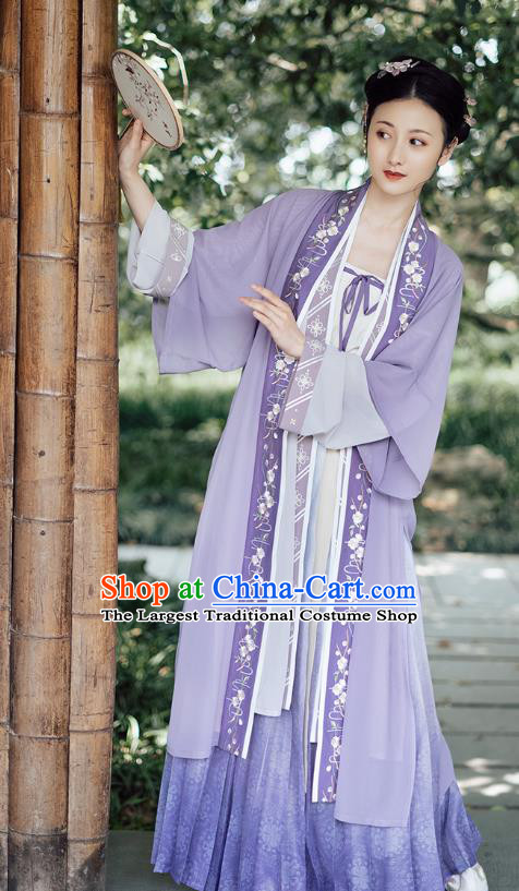 Traditional Chinese Ancient Hanfu Dress Garment Song Dynasty Noble Lady Embroidered Historical Costumes Complete Set