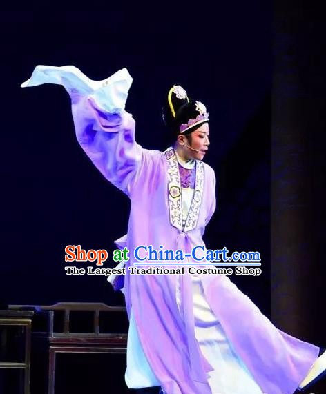 Xianglian Case Chinese Yue Opera Xiaosheng Scholar Chen Shimei Garment Apparels and Headwear Shaoxing Opera Young Man Costumes