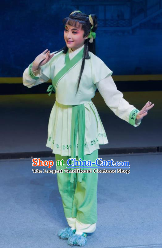Xianglian Case Chinese Yue Opera Wa Wa Sheng Green Costumes and Headwear Shaoxing Opera Young Boy Garment Apparels