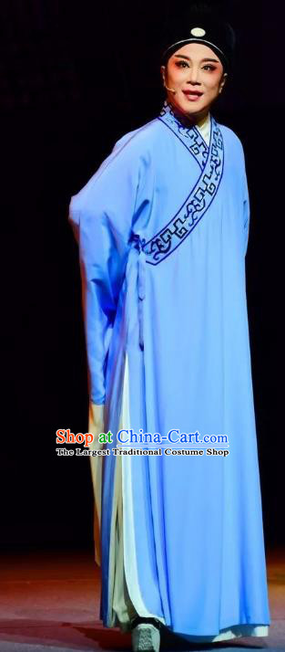 Xianglian Case Chinese Yue Opera Young Male Chen Shimei Apparels and Headwear Shaoxing Opera Xiaosheng Scholar Garment Costumes