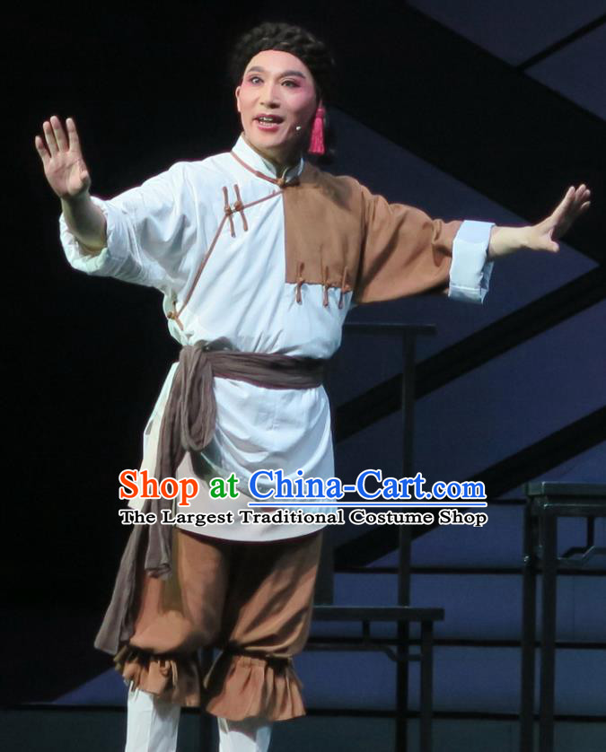 Wu Gu Niang Chinese Yue Opera Poor Servant Costumes and Headwear Shaoxing Opera Garment Young Man Xu Atian Apparels