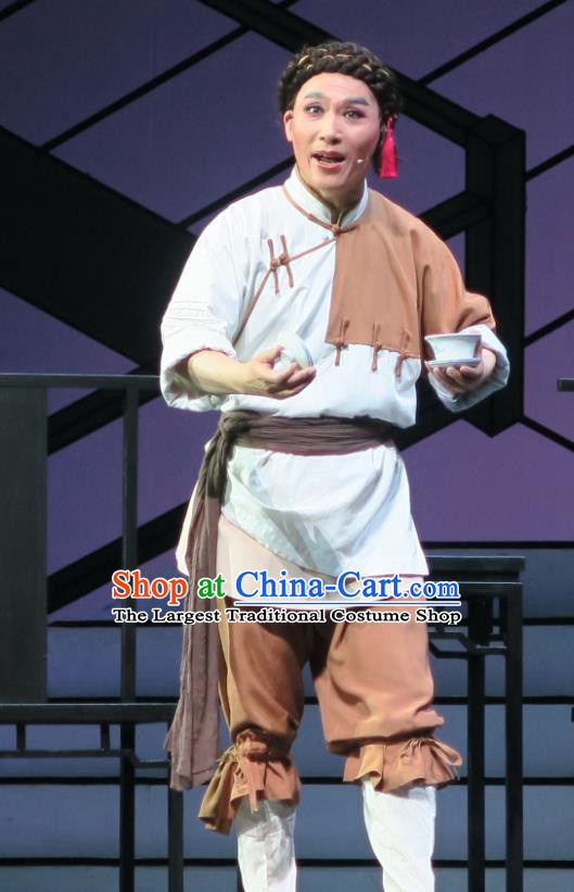 Wu Gu Niang Chinese Yue Opera Poor Servant Costumes and Headwear Shaoxing Opera Garment Young Man Xu Atian Apparels