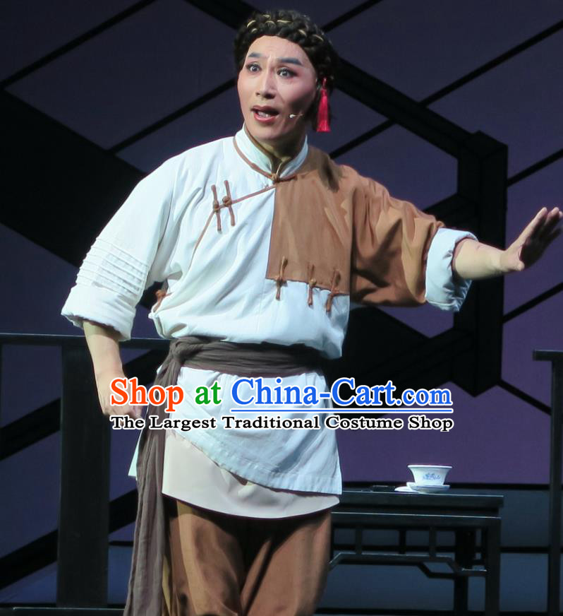 Wu Gu Niang Chinese Yue Opera Poor Servant Costumes and Headwear Shaoxing Opera Garment Young Man Xu Atian Apparels