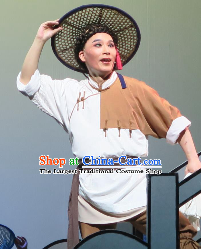 Wu Gu Niang Chinese Yue Opera Poor Servant Costumes and Headwear Shaoxing Opera Garment Young Man Xu Atian Apparels