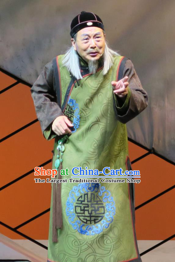 Wu Gu Niang Chinese Yue Opera Elderly Male Garment Apparels and Headwear Shaoxing Opera Squire Patriarch Costumes