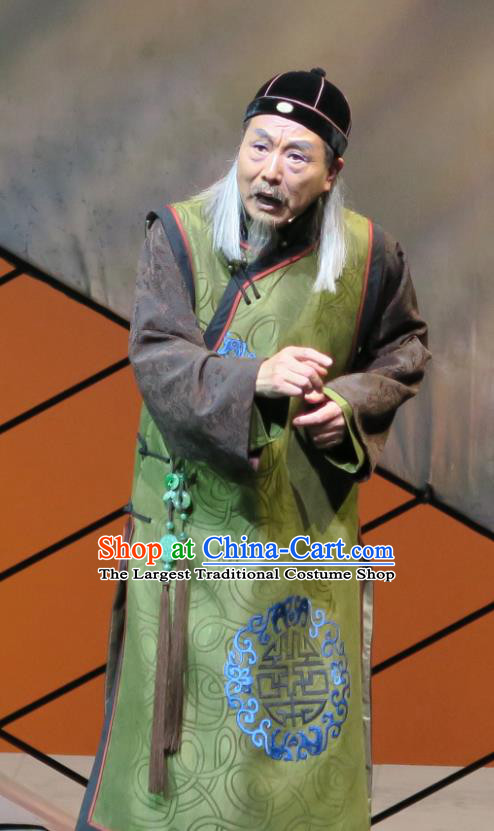 Wu Gu Niang Chinese Yue Opera Elderly Male Garment Apparels and Headwear Shaoxing Opera Squire Patriarch Costumes