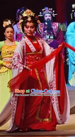 Chinese Shaoxing Opera Hua Tan Dress Costumes and Headpieces Hu Po Yuan Yue Opera Actress Jin Sulan Garment Apparels