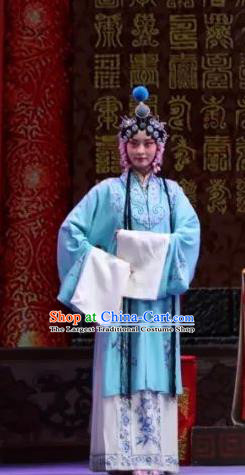 Chinese Shaoxing Opera Hua Tan Dress Costumes and Headdress Bai Sui Gua Shuai Yue Opera Young Female Garment Apparels