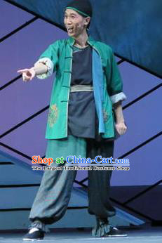 Wu Gu Niang Chinese Yue Opera Chou Role Garment Apparels and Headwear Shaoxing Opera Clown Male Costumes