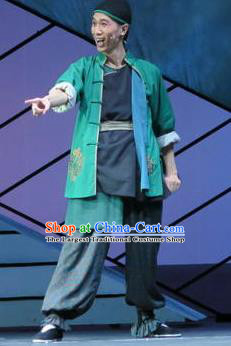 Wu Gu Niang Chinese Yue Opera Chou Role Garment Apparels and Headwear Shaoxing Opera Clown Male Costumes