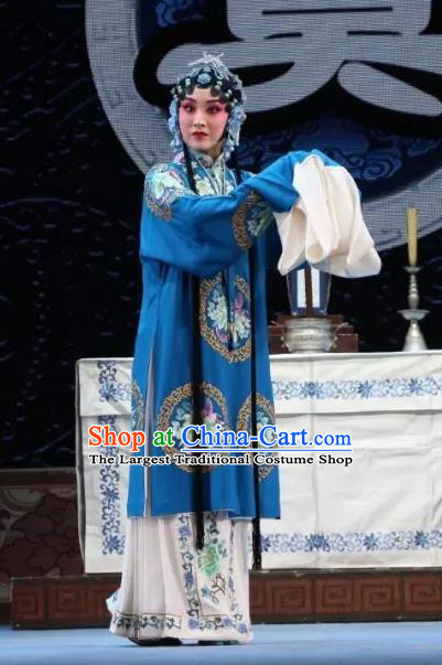 Chinese Shaoxing Opera Actress Mu Guiying Dress Costumes and Headdress Bai Sui Gua Shuai Yue Opera Young Female Garment Apparels