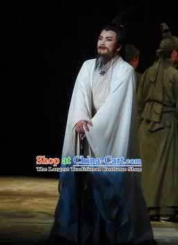 Chinese Yue Opera Elderly Male Cheng Ying Garment Costumes and Headwear Shaoxing Opera The Orphan of Zhao Minister Apparels