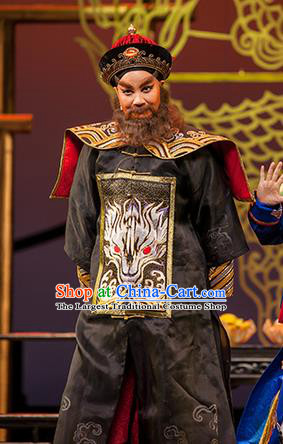 Chinese Yue Opera Laosheng Garment Costumes and Headwear Shaoxing Opera Lu Ding Ji Elderly Male Ao Bai Apparels Official Vestment